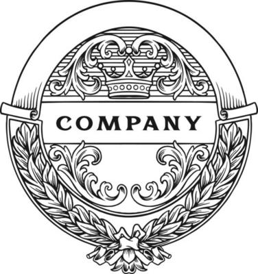 Classic elegant badge label swirls ornament monochrome