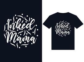 Inked Mama illustrations for print-ready T-Shirts design vector