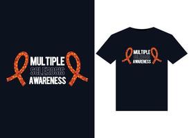 Multiple Sclerosis Awareness illustrations for print-ready T-Shirts design vector