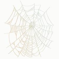 Vector outline illustration of a simple fancy Halloween spider web, isolated object on the white background, clipart useful for halloween party decoration, hand drawn image, cartoon spooky character.