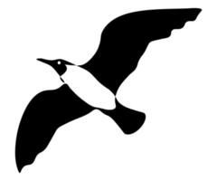 black and white flying seagull logo vector