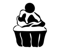 logotipo en blanco y negro de cupcake, pastel, pastelería, cafetería vector