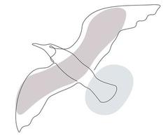 flying seagull,hand-drawn, continuous mono line, one line art vector