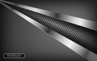 3D grey techno abstract background overlap layer on dark space with silver lines decoration. Modern graphic design element metallic style concept for banner, flyer, card, or brochure cover vector