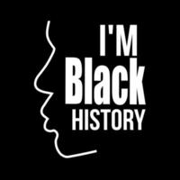 Concept human line illustration of face with text I Am Black History for Black History Month vector