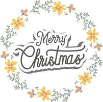 Merry Christmas Floral  Vector T-shirt Design