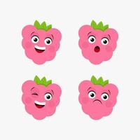 Pink raspberry character with different facial expressions vector