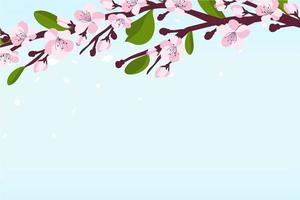 fondo con flor de cerezo. una rama con flores de cerezo aislada en un fondo blanco. sakura japonés. ilustración vectorial vector