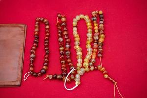 Set of rosary praying beads of for meditation and praying photo