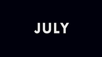 July Month Text Cool and Modern Animation, Month Name, Schedule video