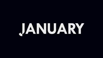 januari maand tekst koel en modern animatie, maand naam, schema video