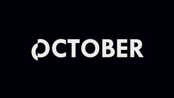 texte du mois d'octobre animation cool et moderne, nom du mois, calendrier video
