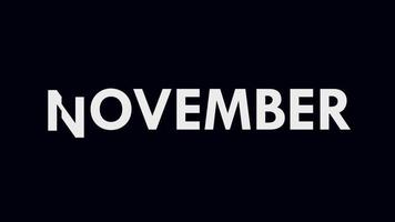 texte du mois de novembre animation cool et moderne, nom du mois, calendrier video