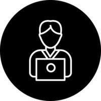 User Working On Laptop Vector Icon
