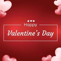 Valentine's day background social media post greeting card wallpaper with red rose romantic color and heart love symbol romance banner vector