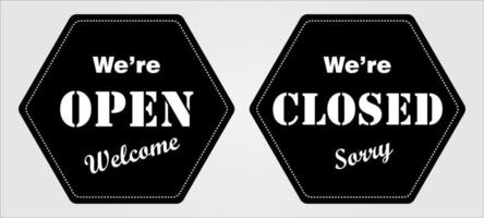 Open and closed signs. Vector illustration.