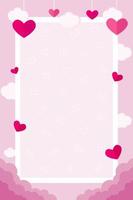 Love frame background. Pink background with hearts. Vector illustration.