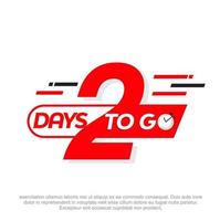 2 days left vector logo design. two days to go vector design. 2 days to go design concept.