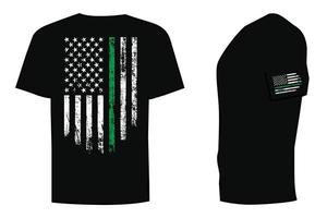 Thin Green Line T Shirt Design vector