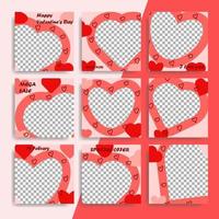 Editable social media post for Valentine's Day with pink tones. The concept of greetings for February 14 in social networks. vector