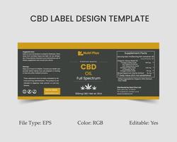 CBD Label Design Template, Hemp Oil Label Design and Product Packaging Design vector