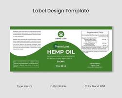 CBD Label Design Template, Hemp Oil Label Design and Product Packaging Design vector