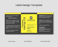 CBD Label Design Template, Hemp Oil Label Design and Product Packaging Design vector