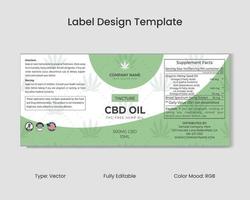 CBD Label Design Template, Hemp Oil Label Design and Product Packaging Design vector