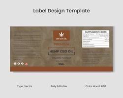 CBD Label Design Template, Hemp Oil Label Design and Product Packaging Design vector