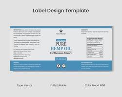 CBD Label Design Template, Hemp Oil Label Design and Product Packaging Design vector