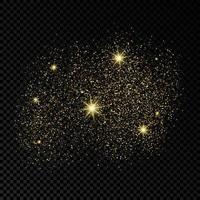 Golden glittering backdrop on a dark transparent background. Background with gold glitter effect and empty space for your text. Vector illustration