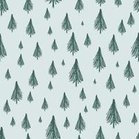 patrón sin costuras con árboles de navidad dibujados a mano. abetos esbozados. elementos de doodle de vacaciones de invierno. ilustración vectorial vector