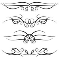 Set of vintage decorative curls, swirls, monograms and calligraphic borders. Line drawing design elements in black color on white background. Vector illustration.