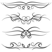 Set of vintage decorative curls, swirls, monograms and calligraphic borders. Line drawing design elements in black color on white background. Vector illustration.