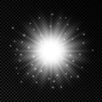 Light effect of lens flares. White glowing lights starburst effects with sparkles on a transparent background. Vector illustration