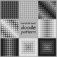 Hand-drawn Doodle Seamless Patterns Collection. Set of Monochrome Vector. vector