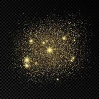 Golden glittering backdrop on a dark transparent background. Background with gold glitter effect and empty space for your text. Vector illustration