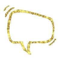 Gold glitter sketch speech bubble. Hand drawn blank Speech Bubble. Dialog empty cloud on white background. Vector illustration.