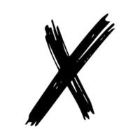 Hand drawn cross symbol. Black sketch cross symbol on white background. Vector illustration