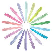 Set of multicolored pens placed in a circle. Vector illustration.