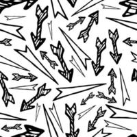 Seamless pattern with black hand drawn arrows. Vector illustration