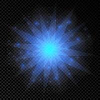 Light effect of lens flares. Blue glowing lights starburst effects with sparkles on a transparent background. Vector illustration