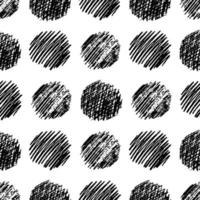 Seamless pattern with hand drawn black circle scribble smear. Abstract grunge texture. Vector illustration