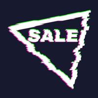 Distorted glitch sale banner with error effect on the edges and in text. Vector illustration.