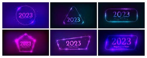 2023 Happy New Year neon background vector