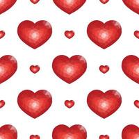 Seamless Pattern with Red Low Poly Heart. Symbol of Love. Vector illustration