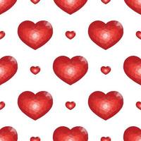 Seamless Pattern with Red Low Poly Heart. Symbol of Love. Vector illustration