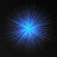 Light effect of lens flares. Blue glowing lights starburst effects with sparkles on a transparent background. Vector illustration