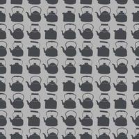 Seamless Grey Pattern with Kettle. Vector background with different teapots. Endless kitchen texture.