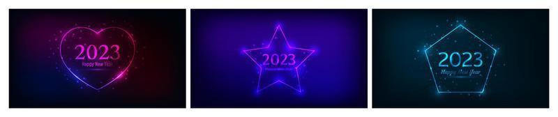 2023 Happy New Year neon background vector